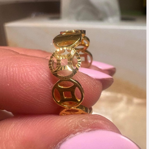 18K Pure Gold Money Catcher Ring / Size 7.5 - Picture 7 of 11
